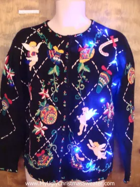 Angels and Candycanes Light Up Ugly Xmas Sweater