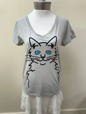 Cat Eyes Relaxed V-Neck Re-Tee