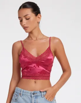 Dyrana Crop Top in Rose Flock Magenta