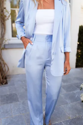 Light Blue Satin Appoline Pants