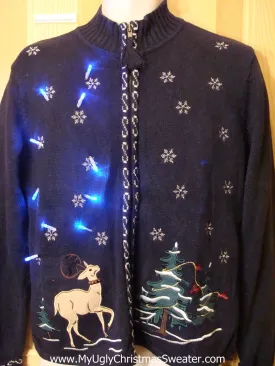 Light Up Ugly Xmas Sweater Prancing Reindeer