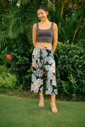 Monstera Crop Tie Front Pants