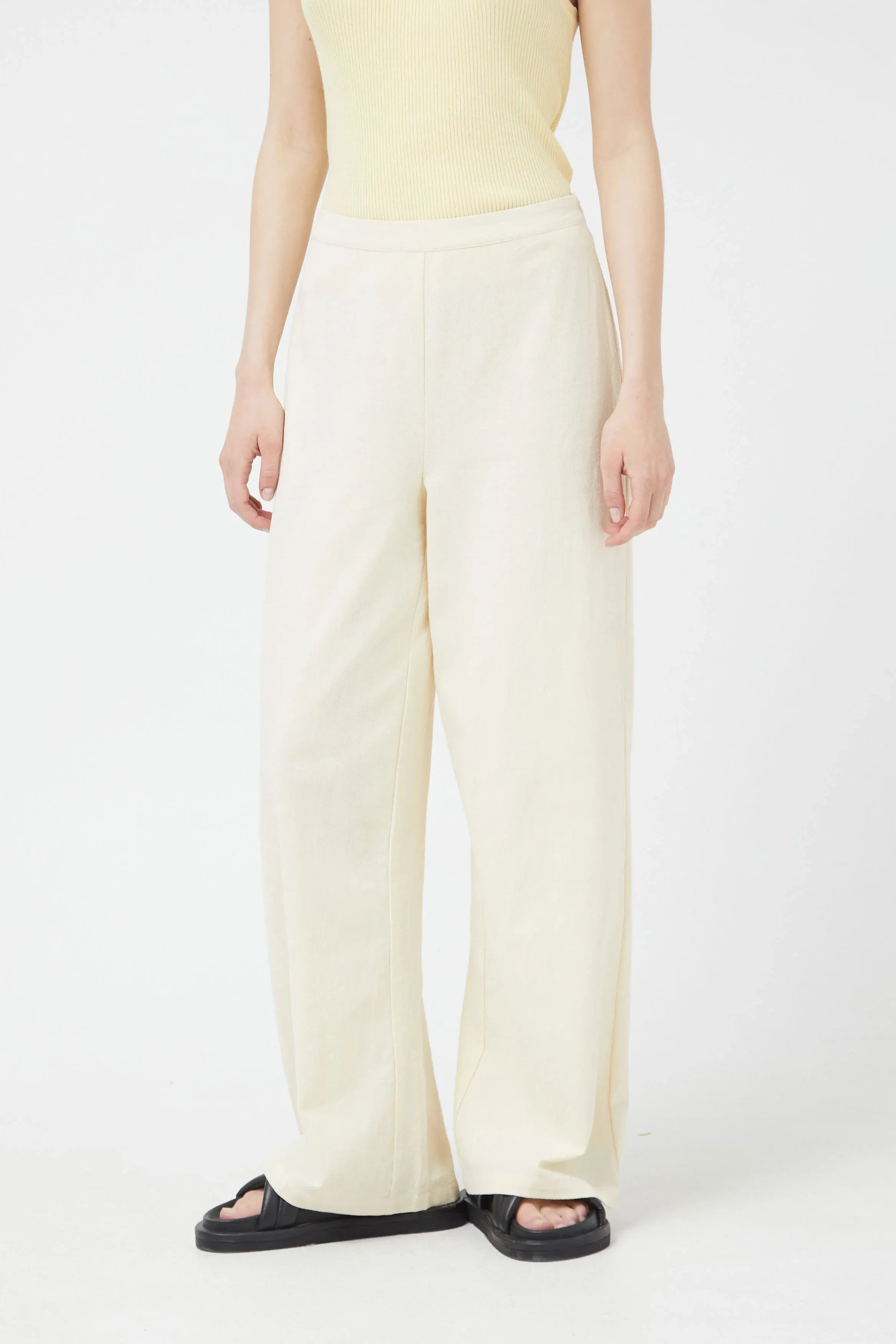 Off White Straight Cut Cotton Pants