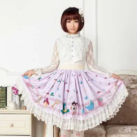 Original Design Japanese Style Fantasy Cartoon Adorable Printed Sweet Lace Lolita Skirt for Girl