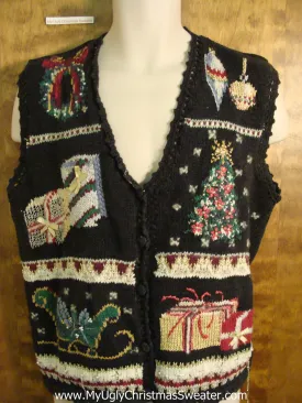 Ornate Decorations Tacky Bad Christmas Sweater Vest